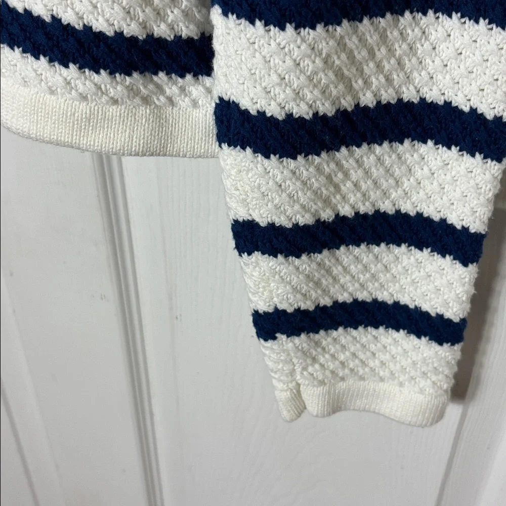 DRAPER JAMES RSVP Nautical stripe knit sweater button down size Large old money